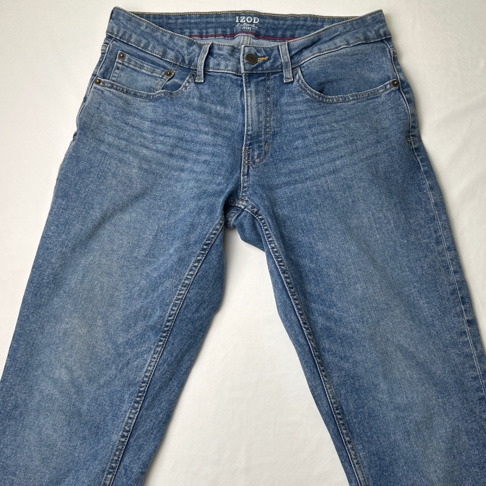 IZOD Mens Saltwater Jeans Blue Size 32x32 Straight Fit Medium Wash Denim Stretch - Picture 2 of 11
